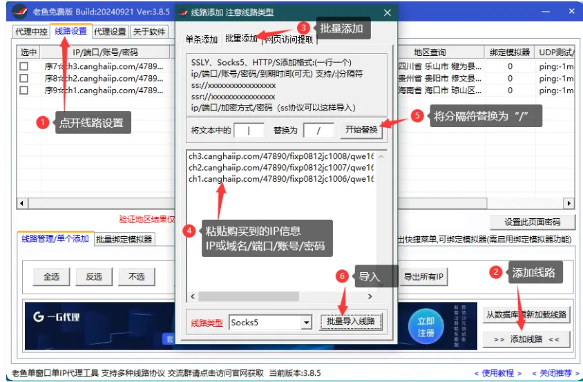 老鱼免费版进入线路设置并添加线路