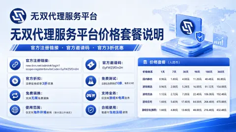 无双代理服务平台价格套餐说明封面图